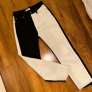 TWO TONE BLACK AND WHITE JEANS